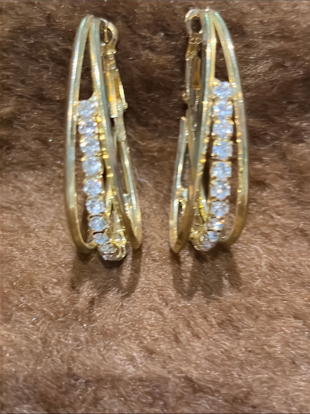 Gold Crystal Hoop Drop Earrings - Women Jewelry